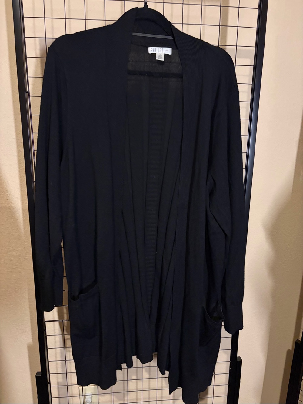 Spense Woman Black Open-Front Lightweight Cardigan 2X